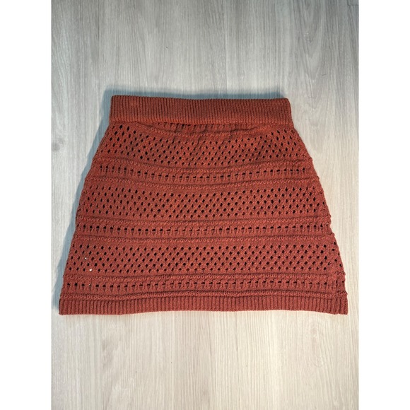 Brand Free People Beach Crochet 2 Piece Set Rust Orange Vest & Mini Skirt Small - Picture 10 of 16